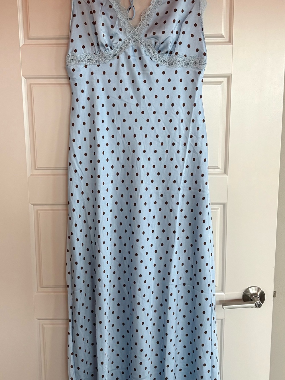 Jessica Simpson Light Blue Polka Dot Maxi Slip Dress